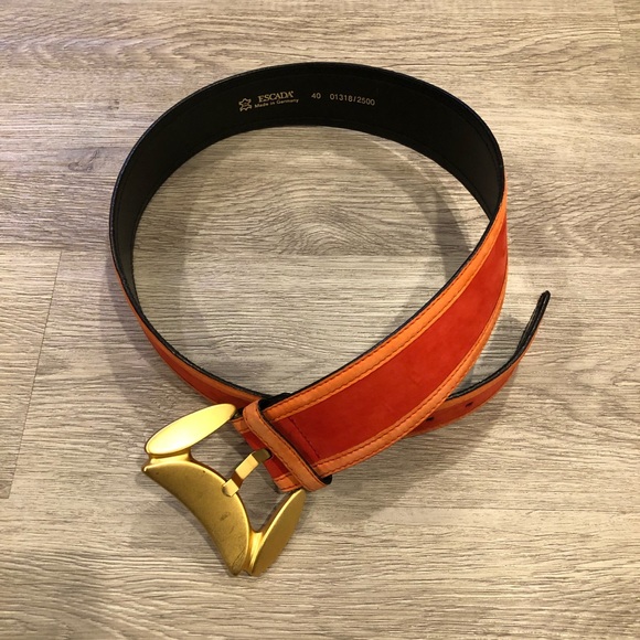 Escada Accessories - ESCADA Vintage Orange Suede Leather Belt Size 40